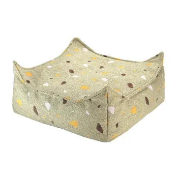 Fotoliu puf pentru copii verde cu tapiterie din tesatura boucle/cu tapiterie din chenille Terrazzo Square - Wigiwama imagine