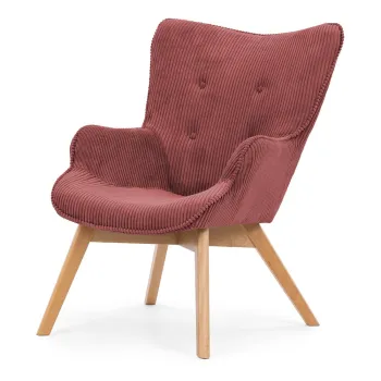 Fotoliu rosu cu tapiterie din catifea reiata Niko - Ropez imagine