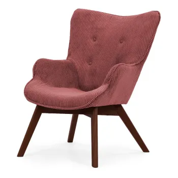Fotoliu rosu cu tapiterie din catifea reiata Niko - Ropez imagine