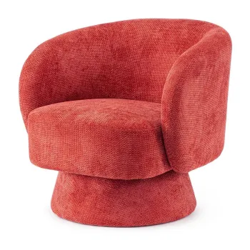 Fotoliu rosu pivotant cu tapiterie din chenille Julienne - Bizzotto imagine