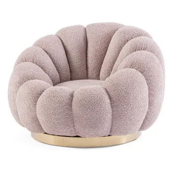 Fotoliu roz pivotant cu tapiterie din tesatura boucle Florel - Bizzotto imagine