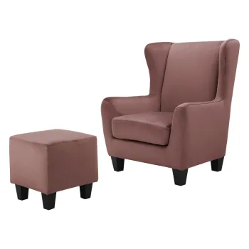 Fotoliu roz wing cu tapiterie din catifea Zhili - Storaa imagine