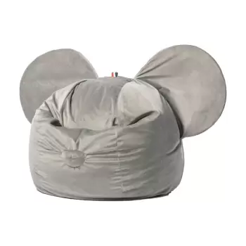 Fotoliu sac catifelat pentru copii The Brooklyn Kids Ears, gri imagine