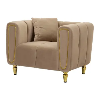 Fotoliu taupe cu tapiterie din catifea Alma - Mauro Ferretti imagine