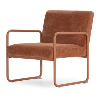 Fotoliu teracota cu tapiterie din chenille Vince - MOME imagine