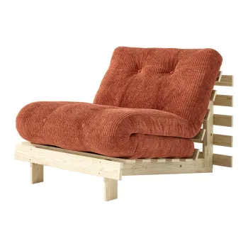 Fotoliu teracota extensibil de tip futon cu tapiterie din catifea reiata Roots - Karup imagine