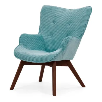 Fotoliu turcoaz cu tapiterie din catifea reiata Niko - Ropez imagine