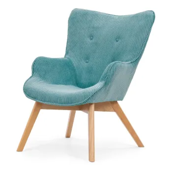 Fotoliu turcoaz cu tapiterie din catifea reiata Niko - Ropez imagine