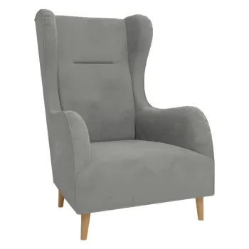 Fotoliu wing gri deschis cu tapiterie din catifea Carole - Ropez imagine
