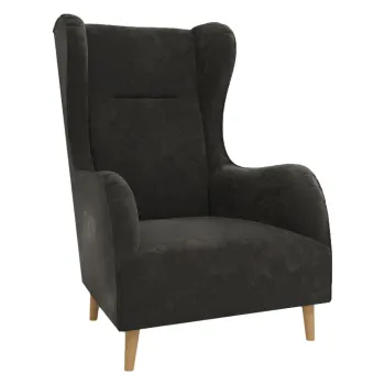 Fotoliu wing gri inchis cu tapiterie din catifea Carole - Ropez imagine