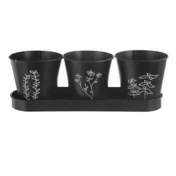 Ghivece 3 buc. din metal pentru ierburi aromatice o 11 cm Black - Orion imagine