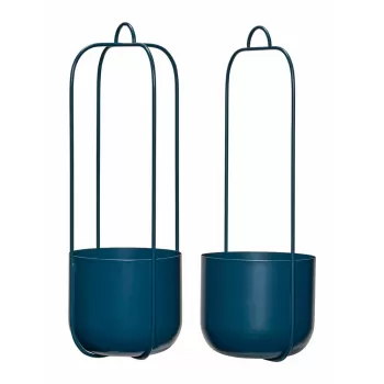 Ghivece suspendate din metal albastru in set de 2 bucati o 16 cm Lotus - H?bsch imagine