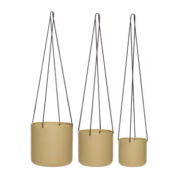 Ghivece suspendate din metal bej in set de 3 bucati o 25 cm Bloom - H?bsch imagine