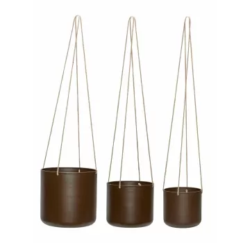 Ghivece suspendate din metal maro in set de 3 bucati o 25 cm Bloom - H?bsch imagine
