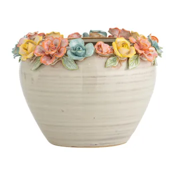Ghiveci decorativ din gresie pictata manual o 19,5 cm Eanna - Bloomingville imagine