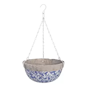 Ghiveci suspendat din ceramica Esschert Design, albastru - alb, 2,4 l imagine