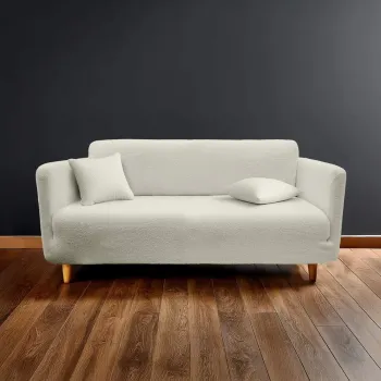 Husa crem elastica pentru canapea cu 3 locuri Laina - douceur d'interieur imagine