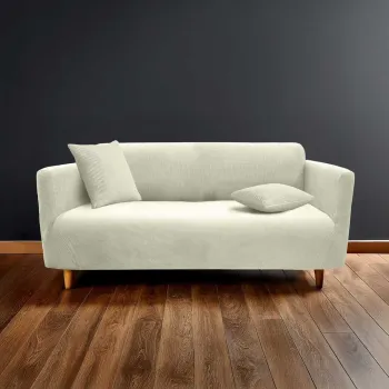 Husa crem elastica pentru canapea cu 3 locuri Sacha - douceur d'interieur imagine