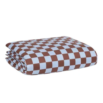 Husa de pilota albastru-deschis/maro din bumbac satinat pentru pat de o persoana 140x200 cm Plu - noo.ma imagine