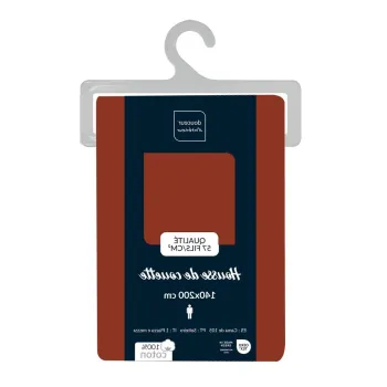 Husa de pilota caramizie din bumbac pentru pat de o persoana 140x200 cm Lina - douceur d'interieur imagine