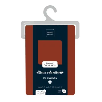 Husa de pilota caramizie din bumbac pentru pat dublu/extinsa 240x220 cm Lina - douceur d'interieur imagine
