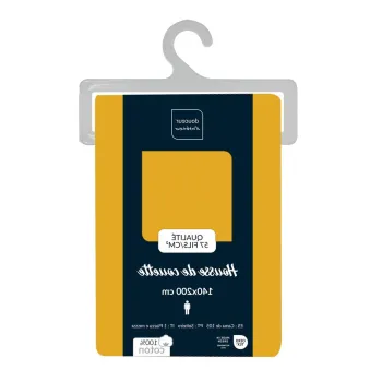 Husa de pilota galbena din bumbac pentru pat de o persoana 140x200 cm Lina - douceur d'interieur imagine