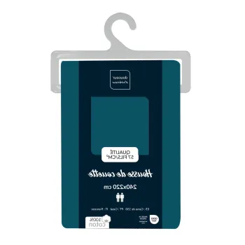 Husa de pilota petrol din bumbac pentru pat dublu/extinsa 240x220 cm Lina - douceur d'interieur imagine