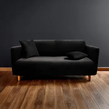 Husa neagra elastica pentru canapea cu 3 locuri Sacha - douceur d'interieur imagine