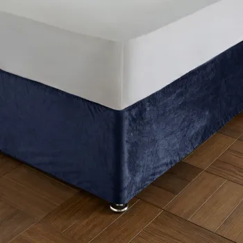 Husa pentru cadru de pat albastra din catifea cu elastic 152x198 cm Kingsley - Catherine Lansfield imagine