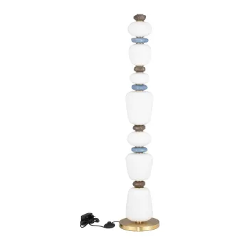 Lampadar alb/auriu LED cu intensitate reglabila din metal cu abajur din portelan/cu abajur din sticla (inaltime 130,5 cm) Palo - Nova Luce imagine