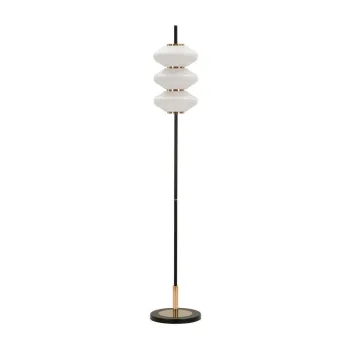 Lampadar alb/negru cu abajur din sticla (inaltime 168 cm) Vintage - Mauro Ferretti imagine