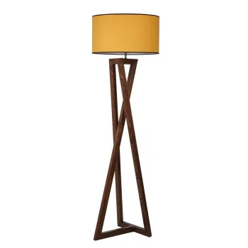 Lampadar galben mustar/maro cu abajur textil (inaltime 149 cm) Macka - Opviq lights imagine