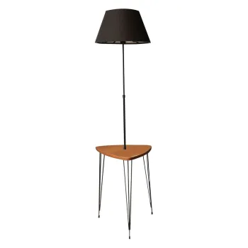 Lampadar negru/in culoare naturala cu abajur textil (inaltime 147 cm) - Opviq lights imagine