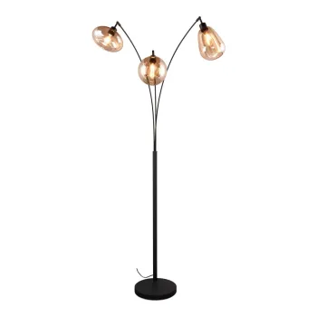 Lampadar negru/portocaliu cu abajur din sticla (inaltime 200 cm) Lumina - Trio imagine