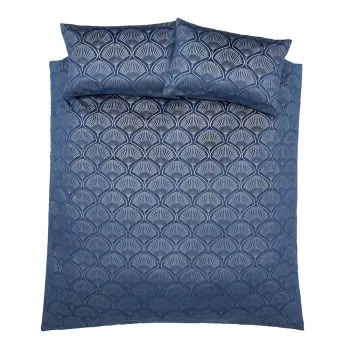 Lenjerie albastra pentru pat dublu 200x200 cm Art Deco Pearl - Catherine Lansfield imagine