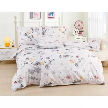 Lenjerie de pat alb micro satin 140x200 cm 6 piese Maria - My House imagine