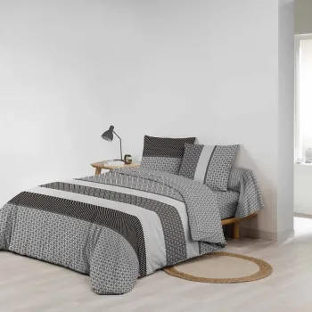 Lenjerie de pat alb-negru din bumbac pentru pat dublu/extinsa cu cearceaf inclus/cu 6 piese 240x220 cm Meiko - douceur d'interieur imagine