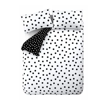 Lenjerie de pat alb-negru pentru pat dublu cu 3 piese 200x200 cm Polka Dot aEURCatherine Lansfield imagine
