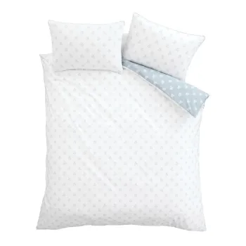 Lenjerie de pat alba-albastra din bumbac pentru pat dublu/extinsa 230x220 cm Esme Floral - Bianca imagine