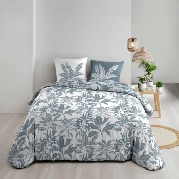 Lenjerie de pat alba/albastra din bumbac pentru pat dublu/extinsa 240x220 cm Hera - douceur d'interieur imagine