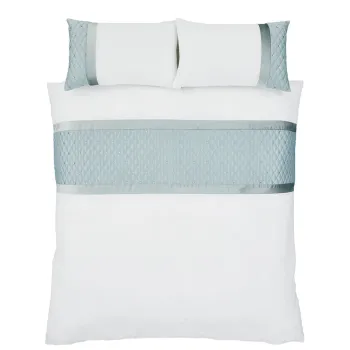 Lenjerie de pat alba/albastra din microsatin pentru pat dublu/extinsa 230x220 cm Sequin Cluster - Catherine Lansfield imagine