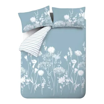 Lenjerie de pat alba/albastra pentru pat dublu/extinsa 230x220 cm Meadowsweet Floral - Catherine Lansfield imagine
