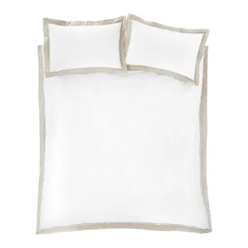 Lenjerie de pat alba/bej din bumbac pentru pat dublu/extinsa 230x220 cm Oxford Lace - Bianca imagine