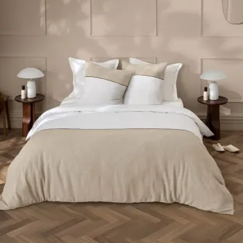 Lenjerie de pat alba/bej din bumbac pentru pat dublu/extinsa 240x220 cm Gabrielle - douceur d'interieur imagine