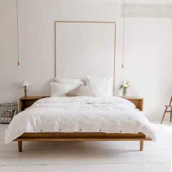 Lenjerie de pat alba din amestec de in pentru pat dublu/extinsa 200x220 cm - Linen Tales imagine