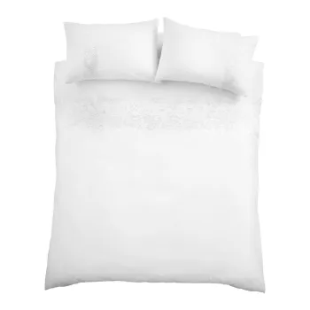 Lenjerie de pat alba din bumbac pentru pat dublu 200x200 cm Embroidery Floral - Bianca imagine