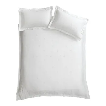 Lenjerie de pat alba din bumbac pentru pat dublu 200x200 cm Lottie Floral Embroidery - Bianca imagine