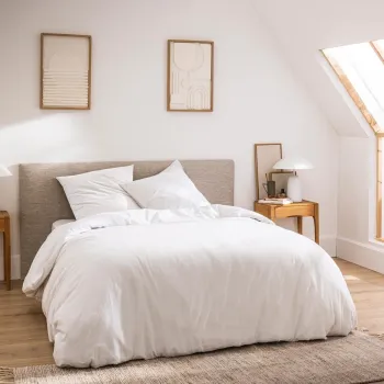 Lenjerie de pat alba din bumbac pentru pat dublu/extinsa cu 3 piese 240x220 cm Meline - douceur d'interieur imagine