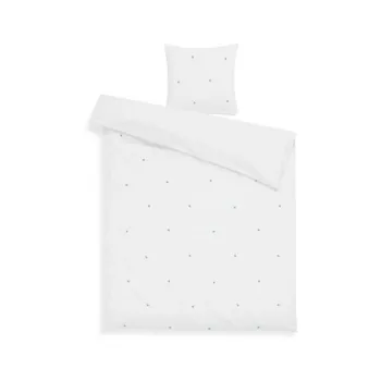 Lenjerie de pat alba din bumbac percal pentru pat de o persoana 140x200 cm Daisy - JUNA imagine