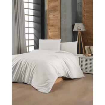 Lenjerie de pat alba din bumbac ranforce pentru pat de o persoana 140x200 cm - Mijolnir imagine